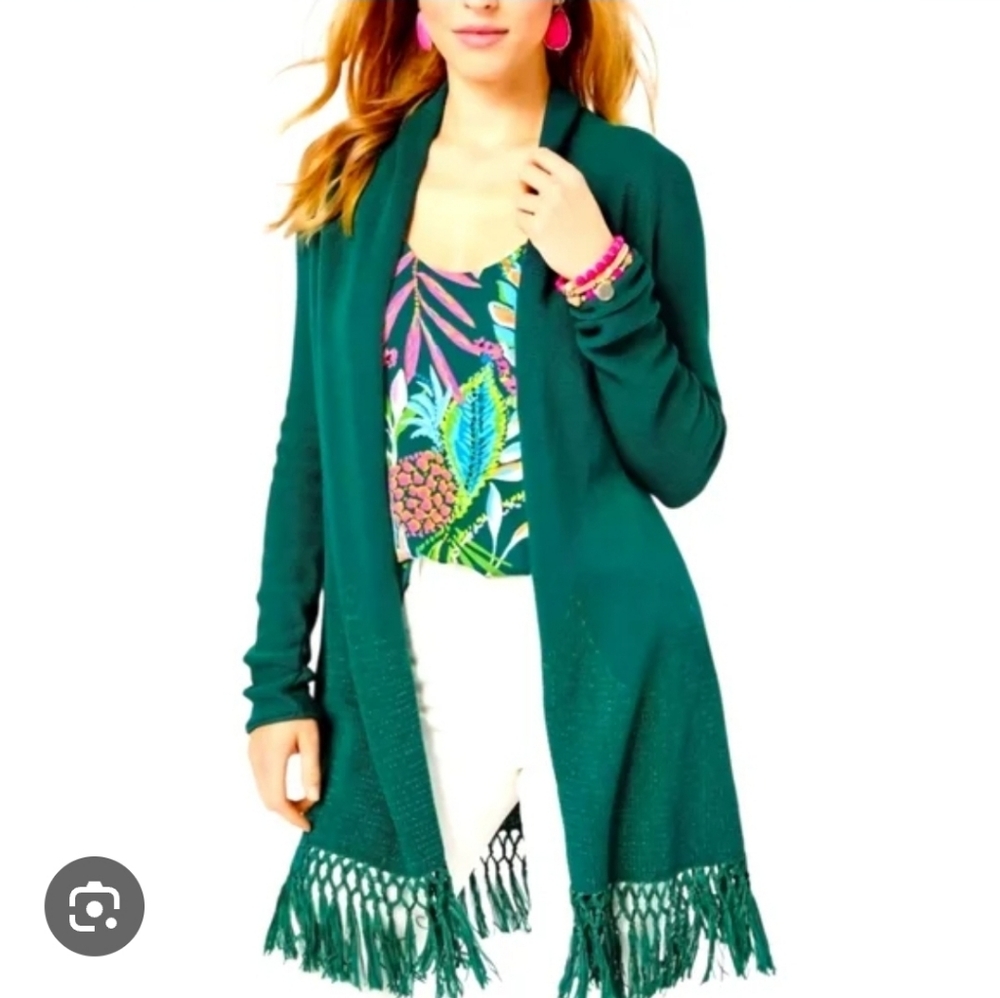 NWT Lilly Pulitzer Tatum Cardigan Spruce Green Metallic Size Small